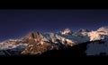 Sunset Landscape of the Dolomites above Selva Val Gardena. Scenery Winter view of the Dolomites in the Alps in South Tyrol, SÃÂ¼ Royalty Free Stock Photo