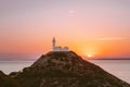 Sunset landscape lighthouse on the hill above Aegean sea in Turkey travel destinations Knidos