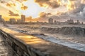 Sunset landscape of the MalecÃÂ³n of La Habana in Cuba