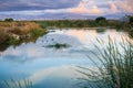 Sunset landscape of the marshes of south San Francisco bay, Sunnyvale, California