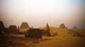 Sunset Landscape of Meroe pyramids in the desert, Sudan Royalty Free Stock Photo