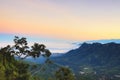 Sunset landscape with mountains and sky clouds Royalty Free Stock Photo