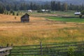 Sunset landscape over village in Bucovina