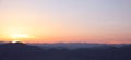 Sunset. Landscape of ridge mountains, sky sunrise, nature background. National Park