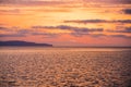 Sunset landscape of salt pans in traditional salt production in Trapani, Sicily, italy. Salt flats. Salt mines of Trapani in Italy Royalty Free Stock Photo