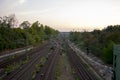 Sunset landscape of schoneberg s bahn station railway Berlin Germany Royalty Free Stock Photo