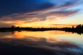 Sunset landscape with sky at the calm lake