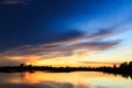 Sunset landscape with sky at the calm lake