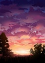 sunset landscape vector