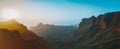 Sunset landscape view to famous Maska canyon on Tenerife island Spain