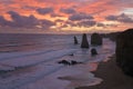 Sunset landscape view the Twelve Apostles Great Ocean Road in Victoria Australia Royalty Free Stock Photo