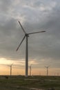 Sunset landscape with Wind turbines near Kaliakra Cape at Black Sea Coast, Dobrich Region, Bulgaria Royalty Free Stock Photo