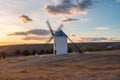 Sunset landscapes of Don Quixote windmills in Campo de Criptana, Toledo, Spain Royalty Free Stock Photo