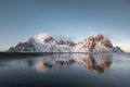 Sunset landscapes in Vestrahorn bat mountain in Iceland Royalty Free Stock Photo