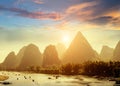 Sunset landscpae of yangshuo