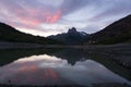 Sunset at the Lanuza reservoir, in the Aragonese Pyrenees, Huesca, Spain