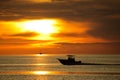 Sunset and Large Boat Royalty Free Stock Photo