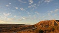 Sunset at Las Bardenas Reales semi desert in Navara, Spain Royalty Free Stock Photo