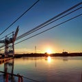 sunset in le havre harbour in france