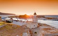 Sunset in Lefkada at the Castle Lighthouse near Lefkada Town Royalty Free Stock Photo