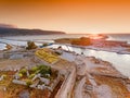 Sunset in Lefkada at the Castle Lighthouse near Lefkada Town Royalty Free Stock Photo