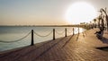 Sunset at Les Berges du Lac The Banks of the Lake, an affluent neighborhood in Tunis, Tunisia. Royalty Free Stock Photo