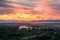 Sunset light above Oldman river near Pincher Creek, Southern Alberta, Canada Royalty Free Stock Photo