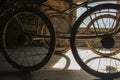 a baby stroller wheels in the attic Royalty Free Stock Photo