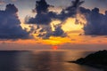 Sunset light with cloudy sky at Promthep cape Puket Thailand