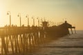 Sunset light on the fishing pier in Imperial Beach, California. Royalty Free Stock Photo