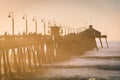 Sunset light on the fishing pier in Imperial Beach, California. Royalty Free Stock Photo