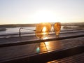 Sunset light with glasses lens Royalty Free Stock Photo