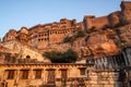 Sunset light on the Mehrangarh Mehran Fort, Jodhpur, Rajasthan, India