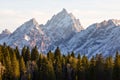 Sunset light on the mountains in Grand Teton National Park, Wyoming