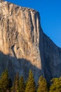 Sunset Light on The Nose of El Capitan in Fall, Yosemite National Park, California Royalty Free Stock Photo