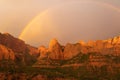 Sunset light and a rainbow in Kolob canyon Zion Nat. park Utah