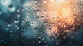 Sunset light reflecting on raindrops on glass Royalty Free Stock Photo