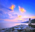 Sunset Lighthouse in Camogli port