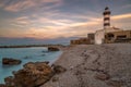 Sunset at the lighthouse - Ortona sulla costa Adriatica Royalty Free Stock Photo