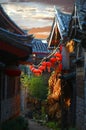 Sunset Lijiang the Old Town Royalty Free Stock Photo