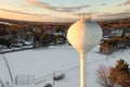 Sunset Lit Water Tower Over Ballpark Winter Royalty Free Stock Photo