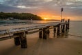 Sunset from Little beach pier in Port Stephens and Nelson Bay, Australia Royalty Free Stock Photo