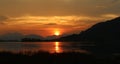 Sunset on the Loch Fyne Whiskies in Scotland Royalty Free Stock Photo