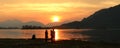 Sunset on the Loch Fyne Whiskies in Scotland Royalty Free Stock Photo