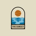 Sunset Logo Vector Illustration Design. Sunset Vintage Logo badge. Sunset on the Beach Creative Logo Concept Inspiration