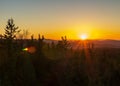 Sunset on lookout Nebelstein with trees, Austria landscape Royalty Free Stock Photo
