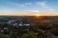 Sunset from lookout tower on Barenstein hill in Plauen city in Germany Royalty Free Stock Photo