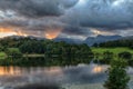 Sunset at Loughrigg Tarn in Lake District Royalty Free Stock Photo