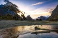 Sunset at Milford Sound, New Royalty Free Stock Photo