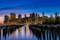 Sunset at Lower Manhattan Skyline, New York United States Royalty Free Stock Photo